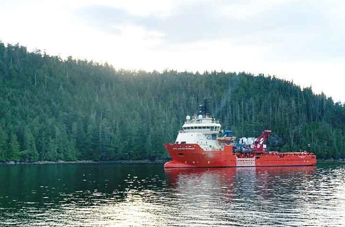 ROV operations platform Atlantic Condor onsite off Bligh Island, British Columbia, Canada.